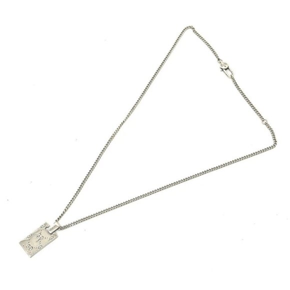 GUCCI 455315 Ghost Skull Plate Chain accessories Necklace Metal Silver - Picture 1 of 9